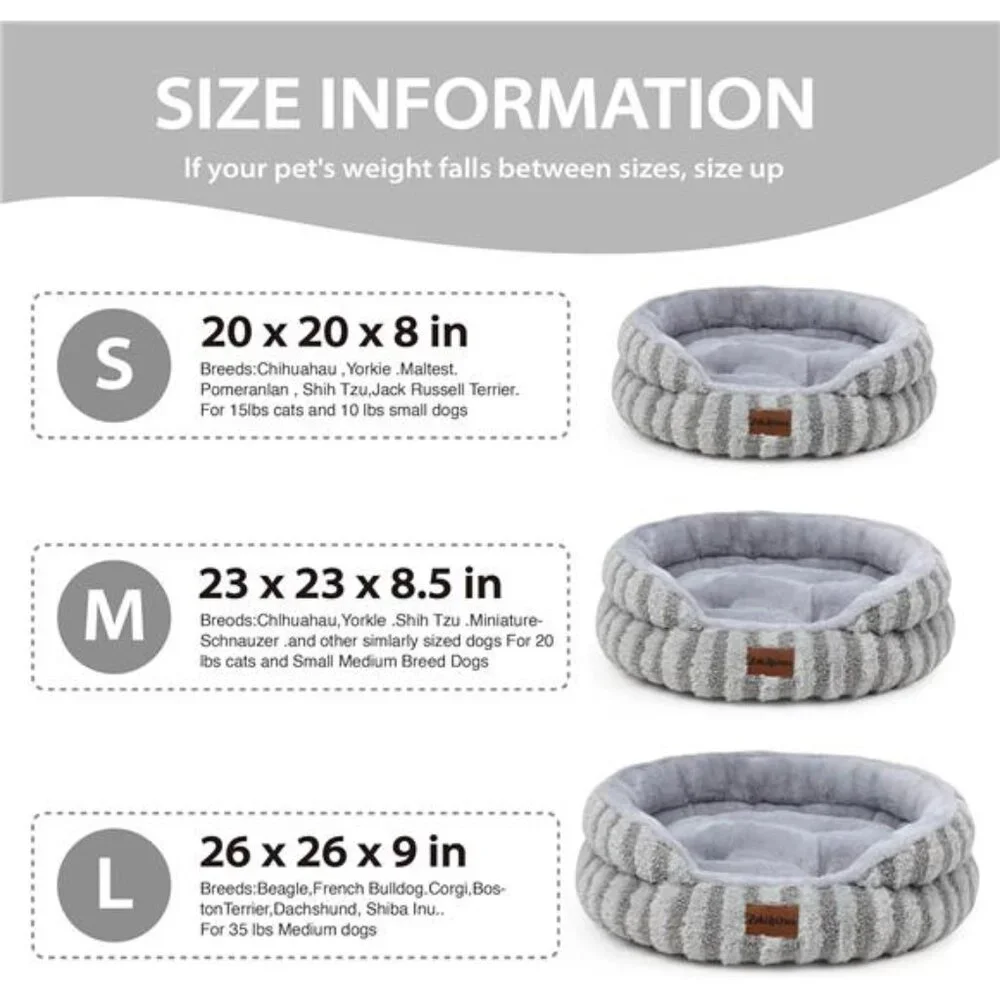 Cat Bed Kitten Bed - Washable Round Cat Beds for Indoor Cats, Soft Corduroy